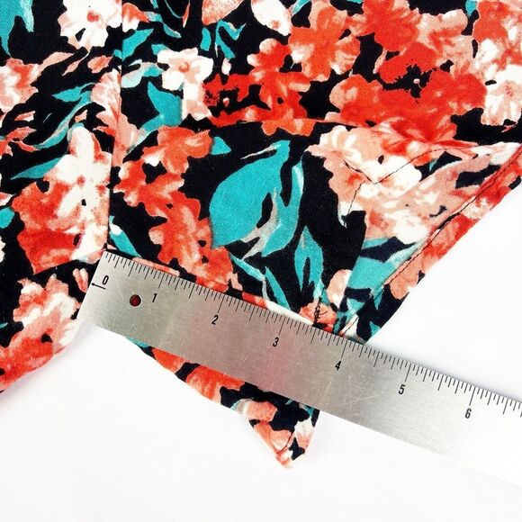 Kimchi Blue Black Orange Floral High Waisted Flowy Shorts 4 - Picture 5 of 7